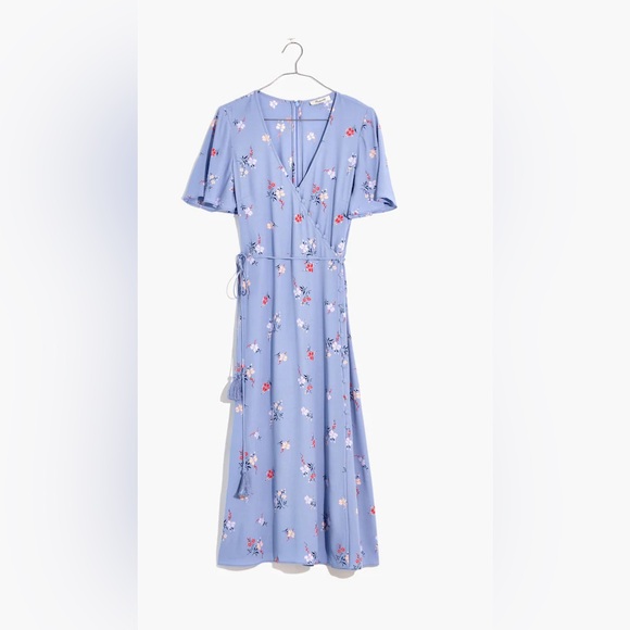 Madewell Button Wrap Midi Dress in Aloha Floral Size 2, Blue - Picture 2 of 11
